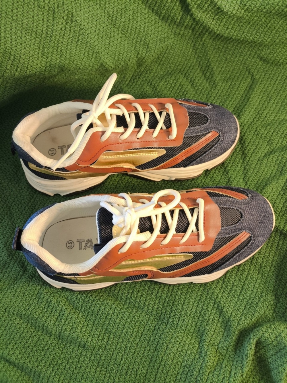 Women’s Chunky Sneaker in Navy, Rust & Gold